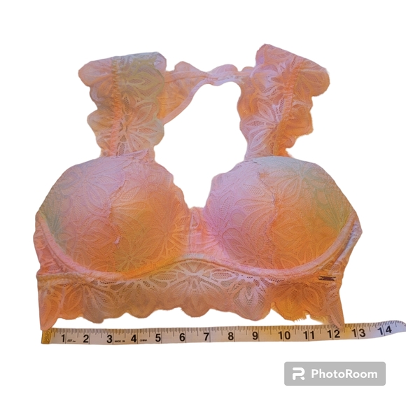 Victorias Secret Pink Date Push Up Rainbow Pastel Lacy Racerback Bralette Size M - Picture 11 of 15